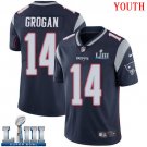 #14 New England Patriots Steve Grogan Youth Home Navy Blue Super Bowl LIII Jersey