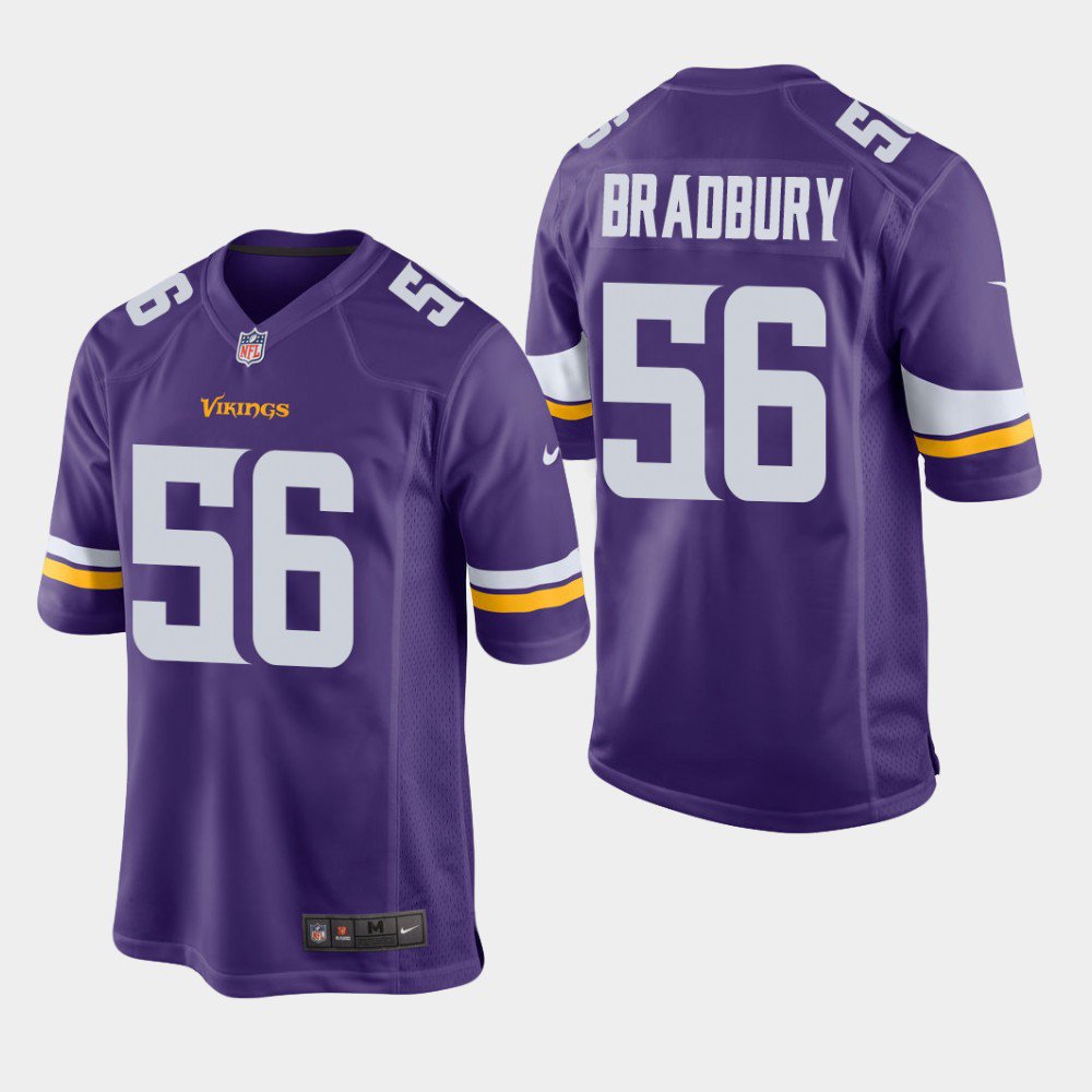 Men's Minnesota Vikings #56 Garrett Bradbury Game Jersey - Purple