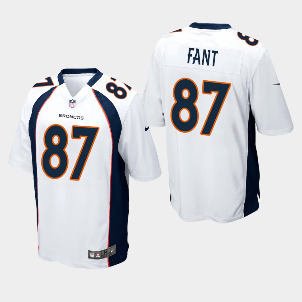 Men's Denver Broncos #87 Noah Fant Game Jersey - White