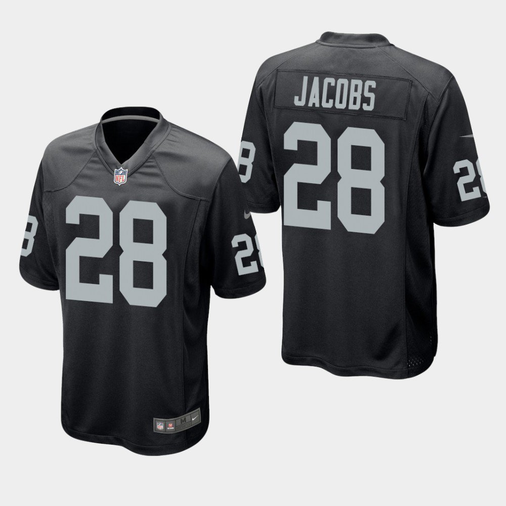 Men's Oakland Raiders #28 Josh Jacobs Game Jersey - Black