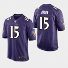 Men's Baltimore Ravens #15 Marquise Brown Game Jersey - Purple