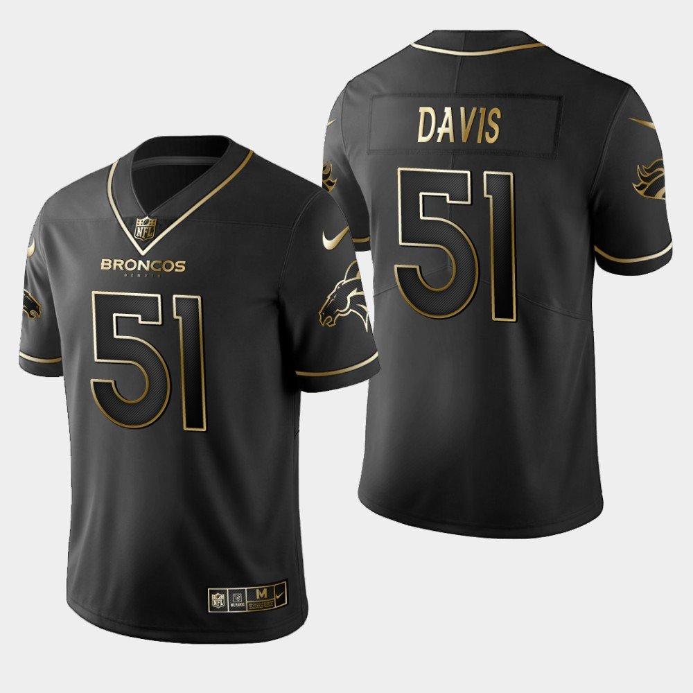Broncos #51 Todd Davis Golden Edition Jersey - Black