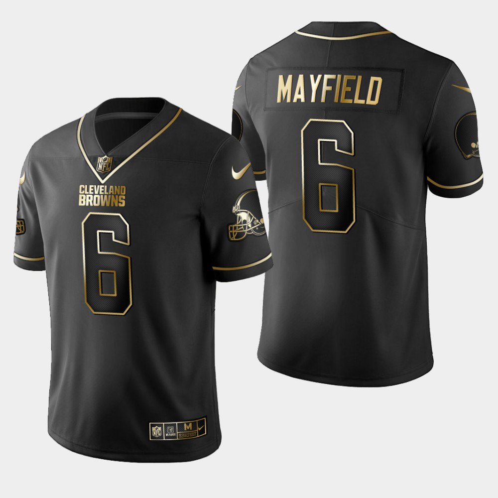 Browns #6 Baker Mayfield Golden Edition Jersey - Black