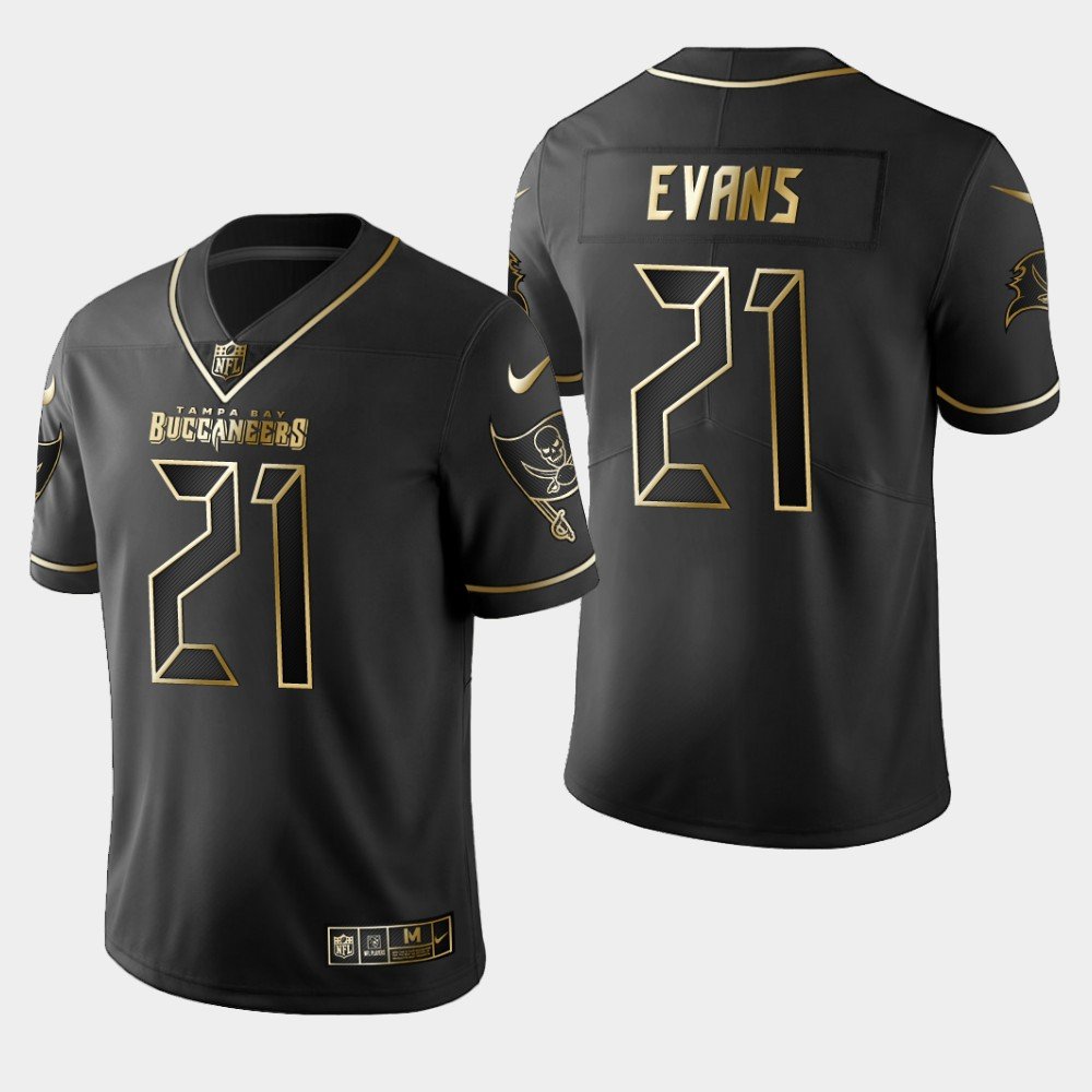 Buccaneers #21 Justin Evans Golden Edition Jersey - Black
