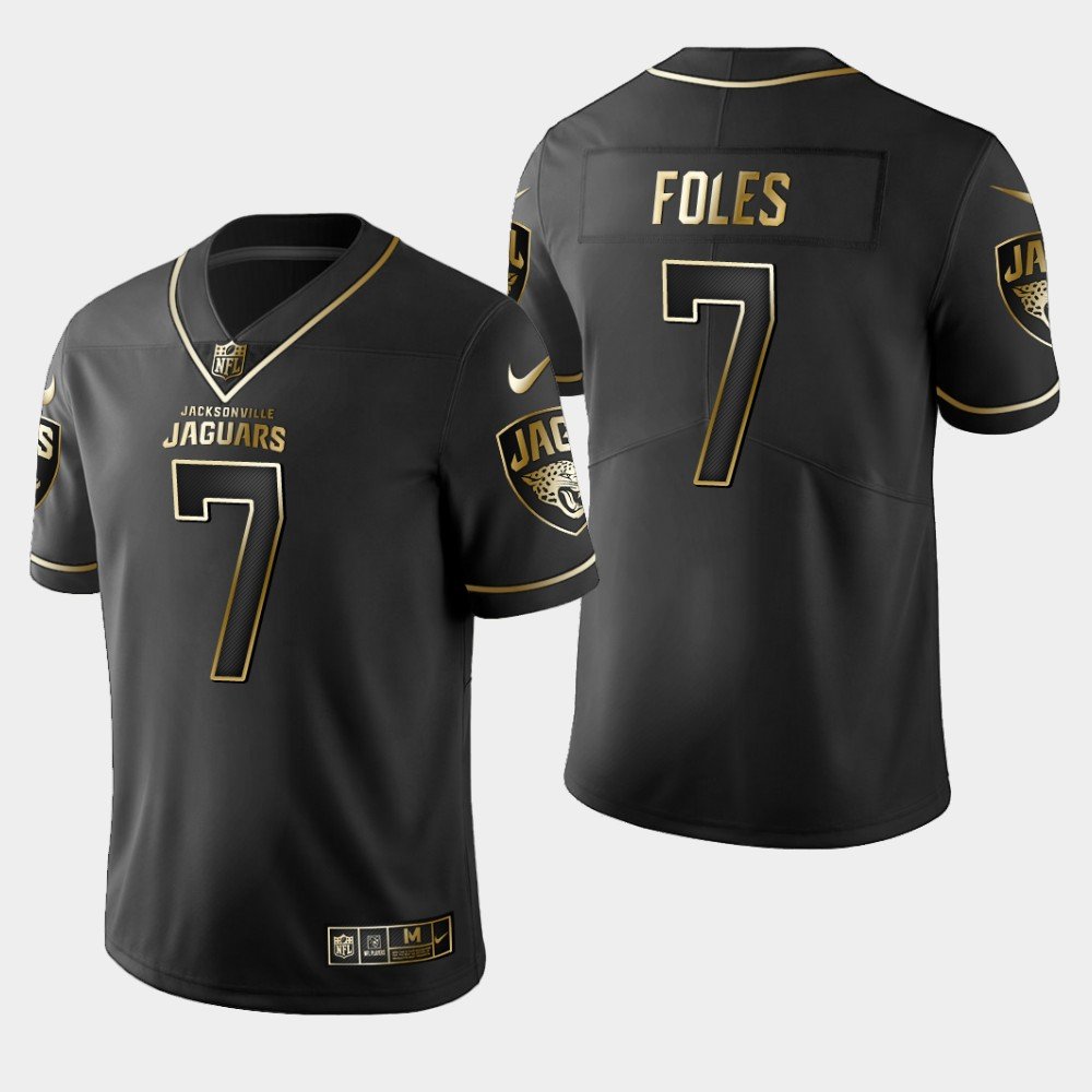 Jaguars #7 Nick Foles Golden Edition Jersey - Black
