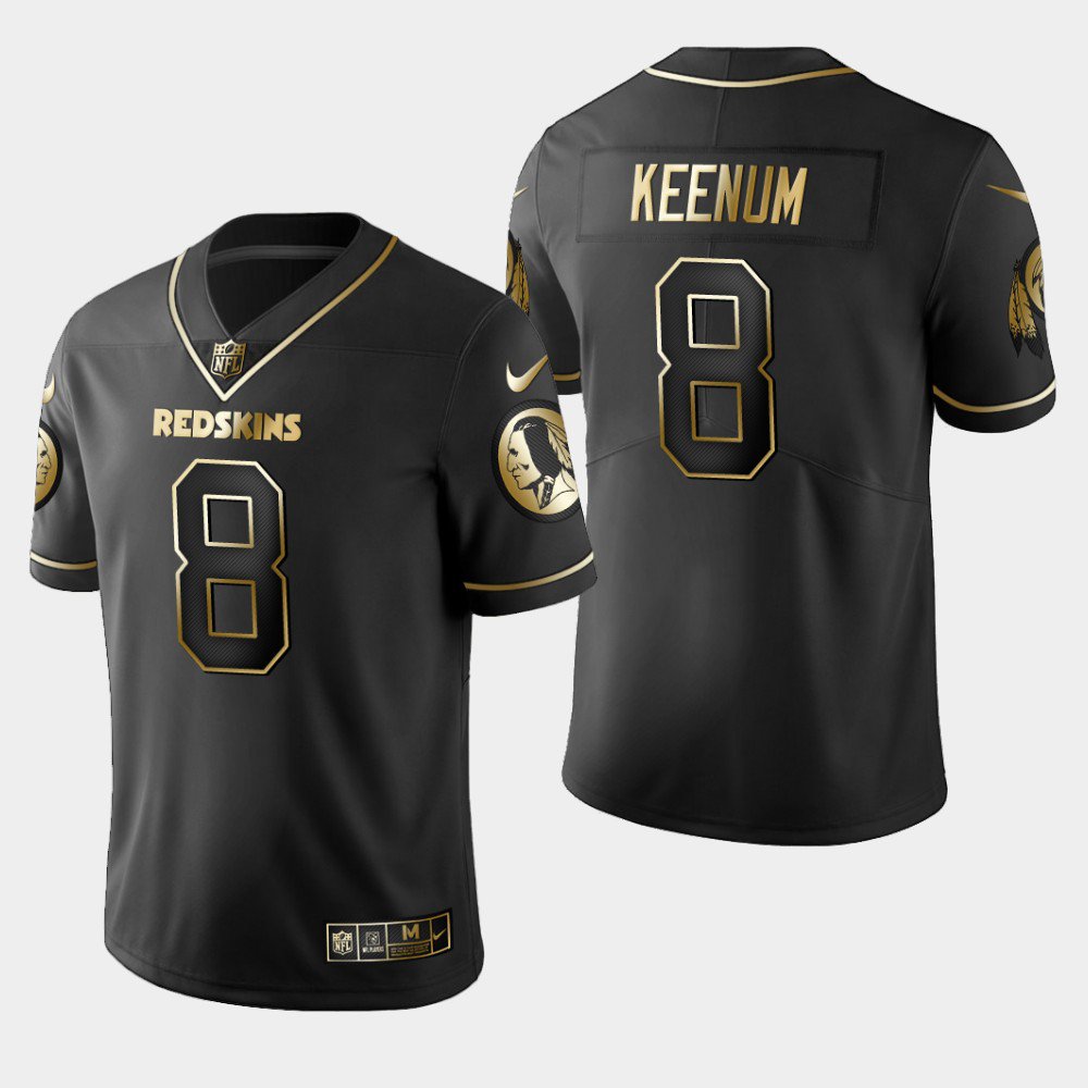 Redskins #8 Case Keenum Golden Edition Jersey - Black