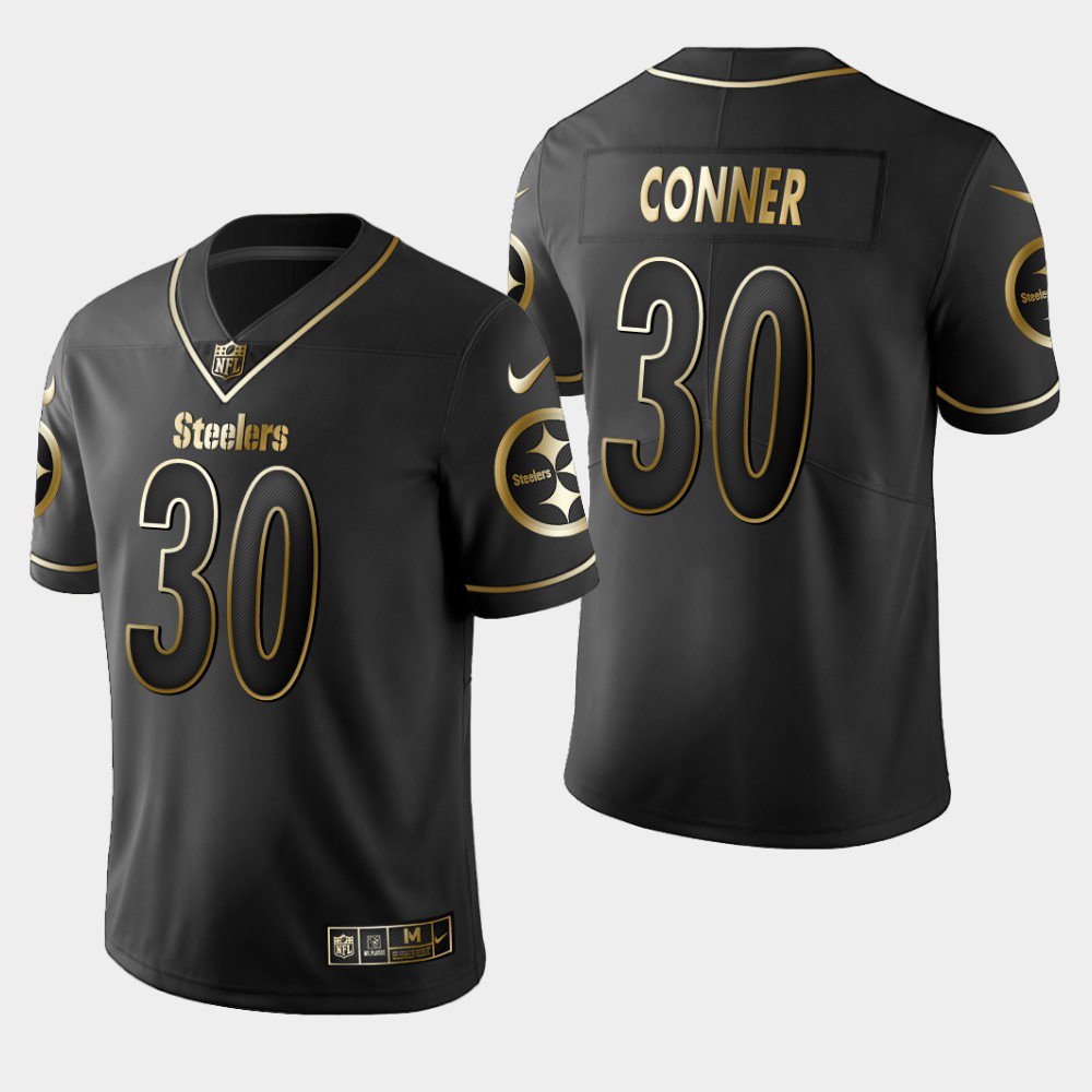 Steelers #30 James Conner Golden Edition Jersey - Black