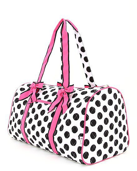 Belvah Quilted Monogramable Polka Dot Duffle Bag LPDQ1101(WHBK)