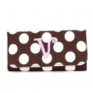 Ladies Initial V Polka Dot Tri-fold Checkbook Wallet MNP2712(BRPK-V)