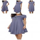 Elegant Women's Plain Cup Sleeve Loose Swing Casual L T Shirt Dress Daybreak NEW