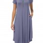 Elegant Women's Plain Cup Sleeve Loose Swing Casual L T Shirt Dress Daybreak NEW