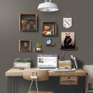 Set of 7 Floating Shelves Rustic Vintage Look Wood for Wall 3 Square and 4 Small