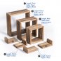 Set of 7 Floating Shelves Rustic Vintage Look Wood for Wall 3 Square and 4 Small