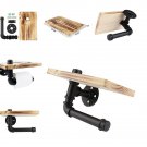 Clean Design Rustic Style Toilet Tissue Roll Holder Black Iron Bathroom Shelf