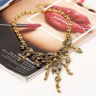 Multi-level Pirate Skull Tassel Charm Necklace Collar Bib for Women for Haloween