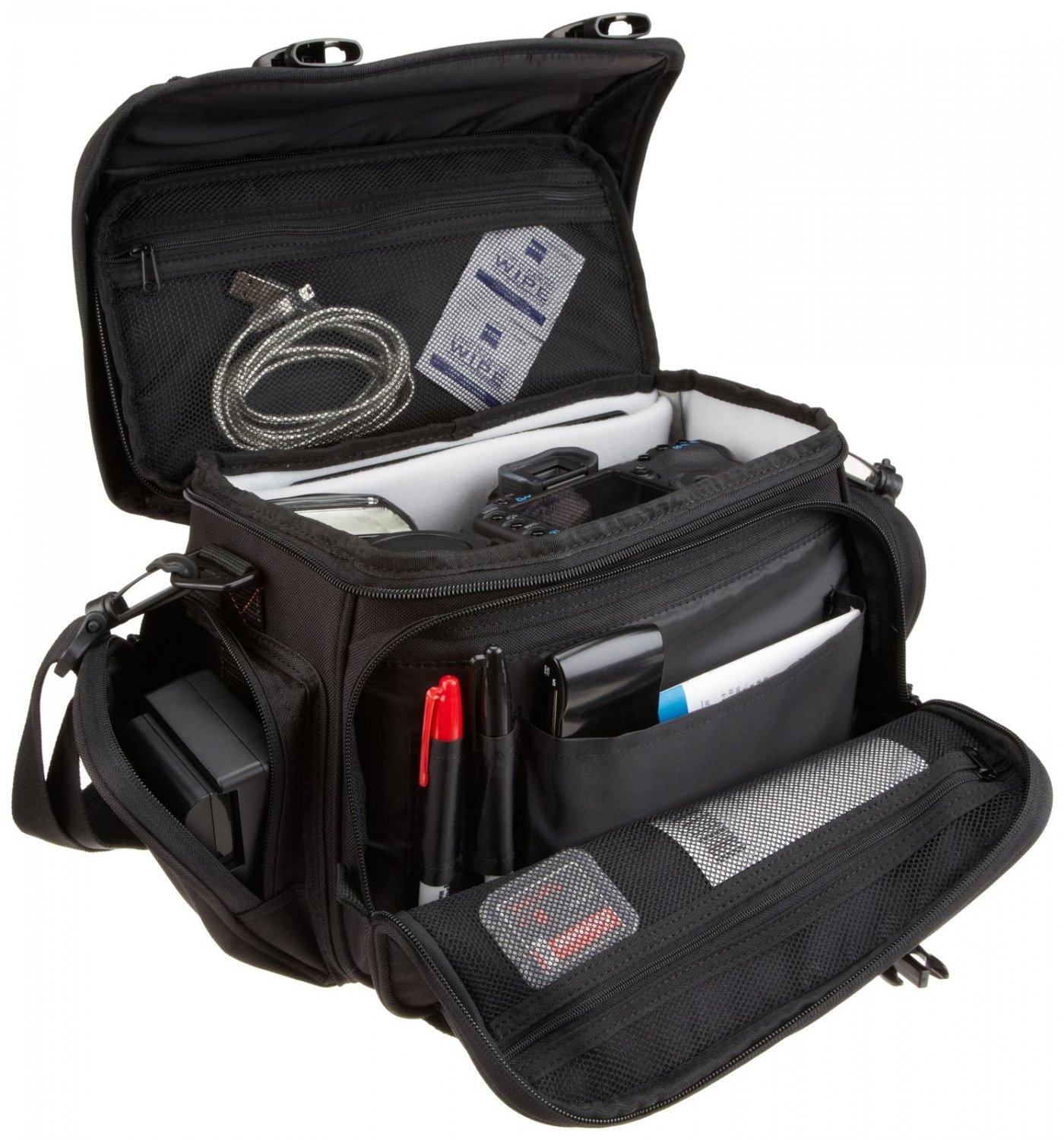 Basics Large DSLR Gadget Camera Shoulder Sling Bag Lens Padded Case