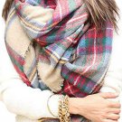 Women's Plaid Blanket Winter Scarf Warm Cozy Tartan Wrap Oversized Scarf