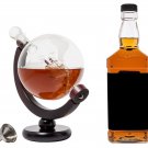 Decanter with Dark Finished Wood Stand and Bar Funnel 850ml Whiskey Xmas For Him