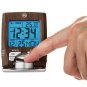 EXLUSIVE Wood Tone Travel Alarm Clock with Calendar & Temperature Battery Inc