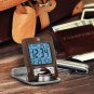 EXLUSIVE Wood Tone Travel Alarm Clock with Calendar & Temperature Battery Inc