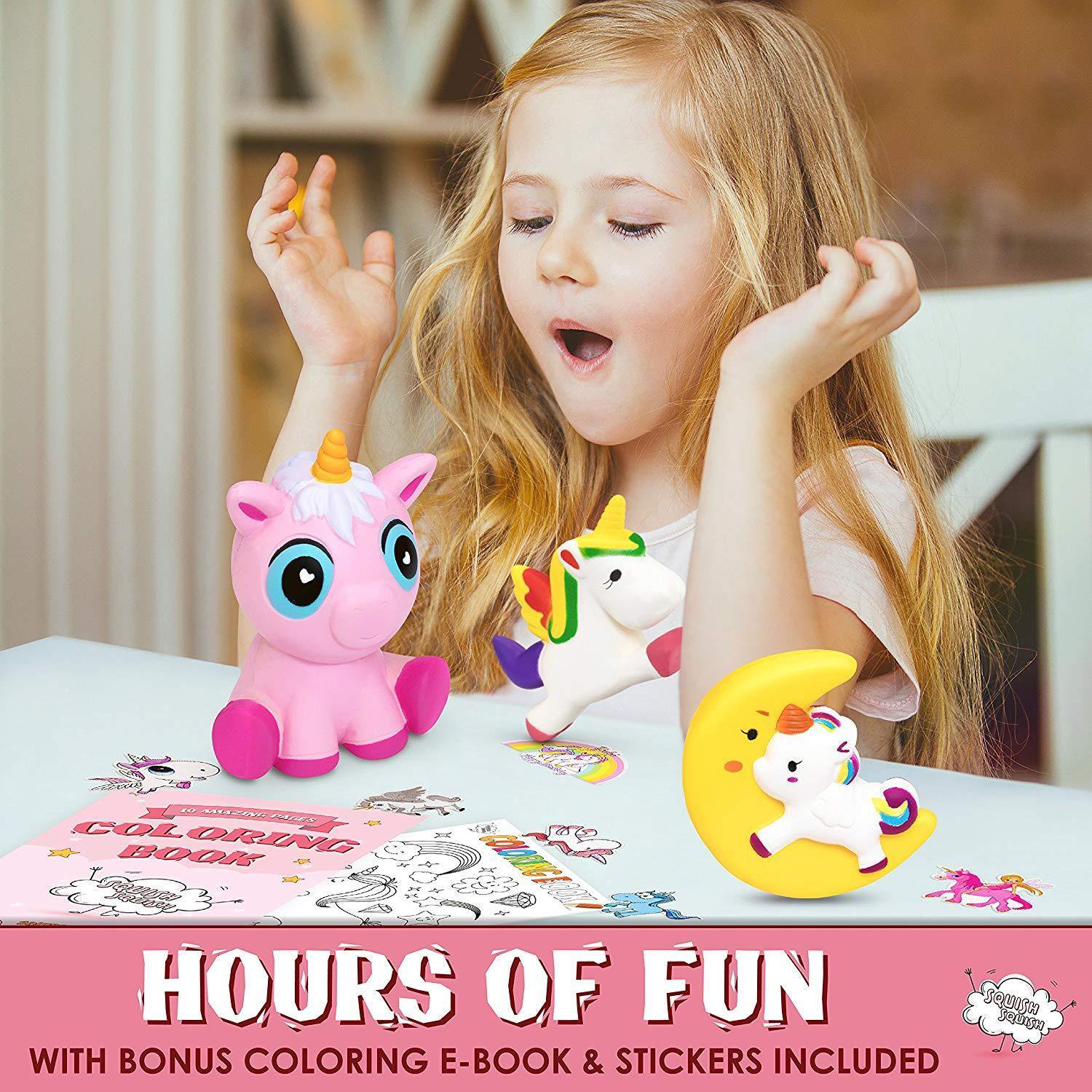 Unicorn Squishies Toys For Girls 3 Pack Gift Box StressRelief for Kids