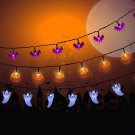 3 Strings with 30 LED Lights Each White Ghosts Orange Jack O'Lanterns Purple Bat