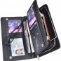 Women Leather Wallet Rfid Credit Card Clutch Holder Lady Girl Zipper Purse Black