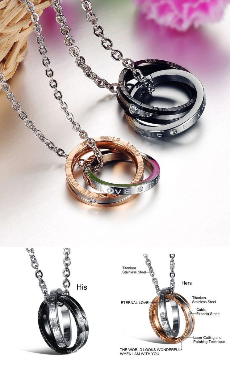 Beautiful His & Hers Matching Titanium Stainless Steel Necklace Set for Lovers