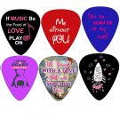NEW 6 Unique Guitar Picks I Love You Sweet Heart With Modern Design Feature