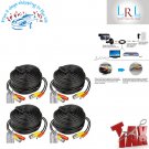 HISVISION 4 Pack 100Ft BNC Video Power Cable Security Camera Wire Cord Extension