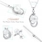 Elegant Valentine's Gift for Her Jewelry Set Faux Pearl Pendant Necklace Earring