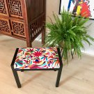 Vintage stool upholstered with exclusive Otomi fabric.