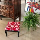 Antique stool upholstered with exclusive Otomi fabric.