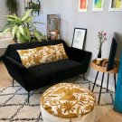 Round gold and off white Otomi pouf