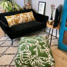 Square green and off white Otomi pouf. Ready to ship!
