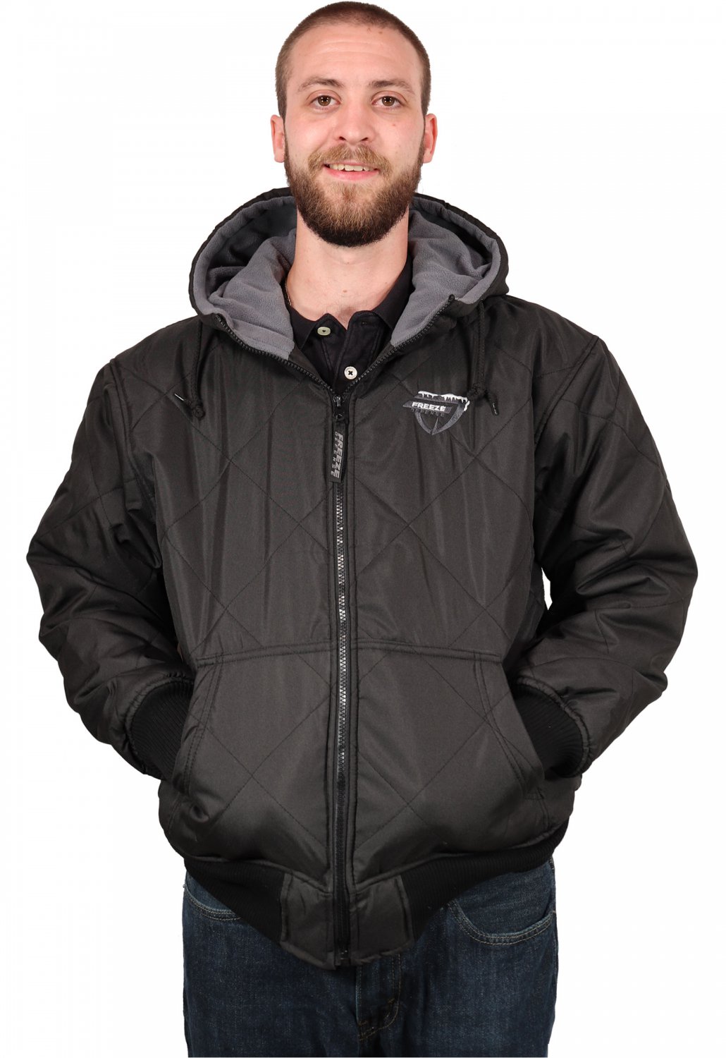 (2XL, Black) Fleecelined Quilted Winter Jacket by Freeze Defense