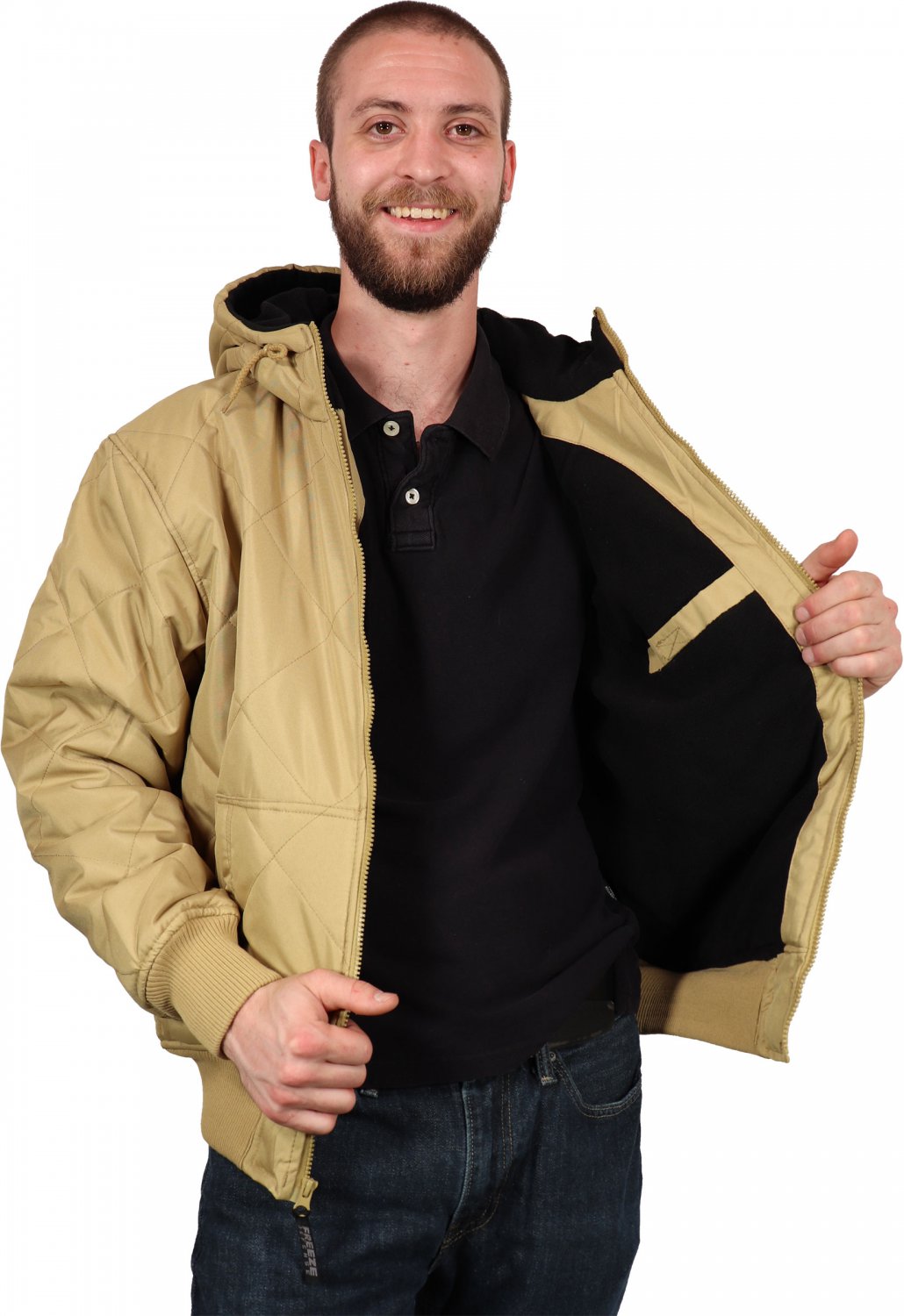 (3XL, Khaki) Fleecelined Quilted Winter Jacket by Freeze Defense
