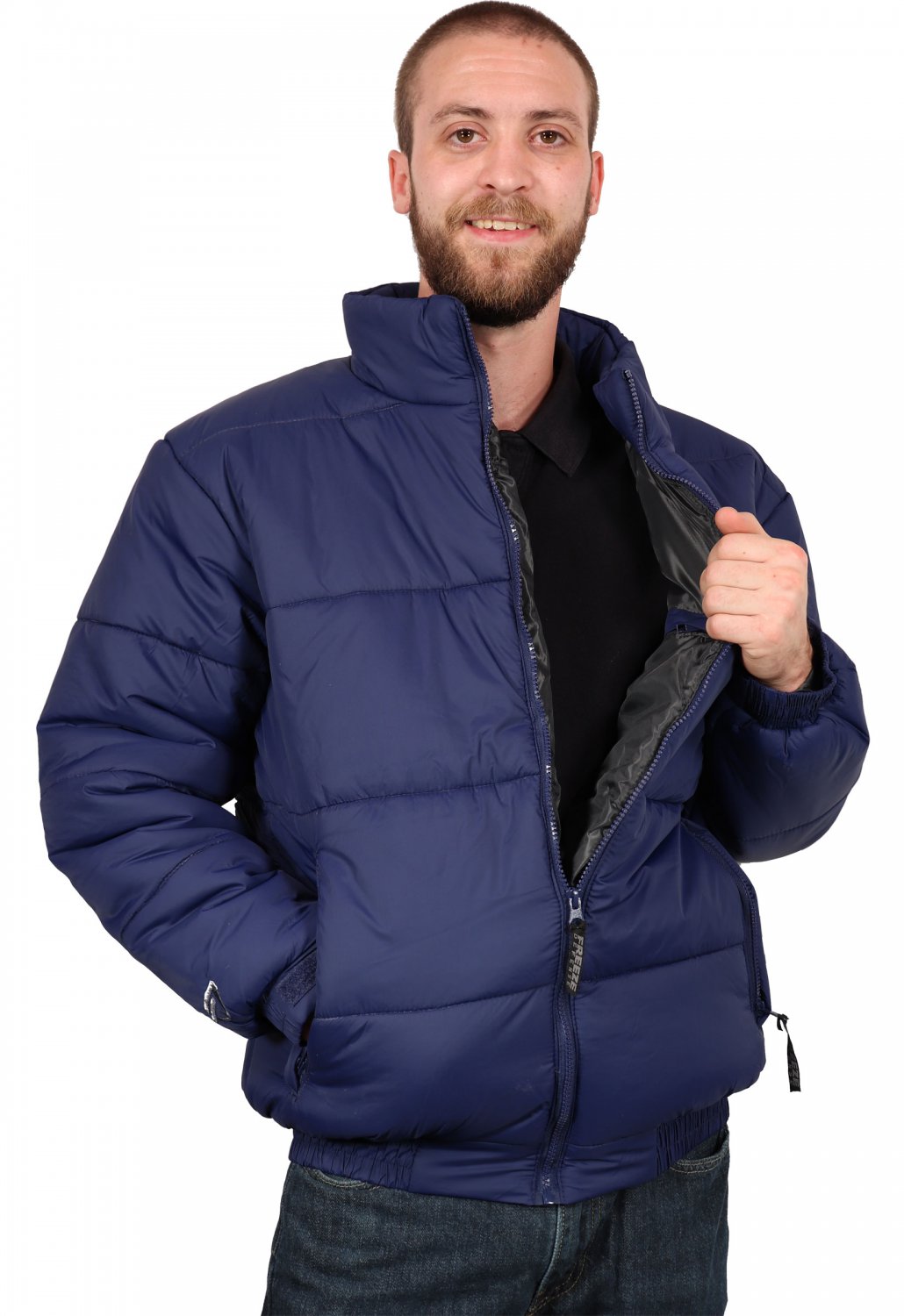 (3XL, Blue) Warm Puffer Downalternative Winter Jacket by Freeze Defense