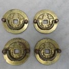 CHINESE-4 ANTIQUE DRAWER PULLS-BRONZE-ANTIQUE COIN-MARKED & NUMBERED-2.3/4"(7CM)