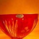 USSR CRYSTAL-HAND MADE w TAG- RUBY RED & CUT TO CLEAR DESIGN-RUSSIAN GLASS BOWL
