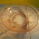 LARGE BOWL-DEPRESSION ERA-10" PINK GLASS- FLORAL DESIGN-SCALLOPED EDGE
