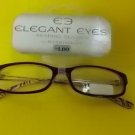 MAGNIVISION-READING GLASSES-+1.00-BROWN FRAME-ZEBRA HANDLE-NEW -RETAILS $28.00