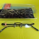 FOSTER GRANT-READING GLASSES-+2.00-RIMLESS FRAME+SAFARI PRINT CASE-NEW