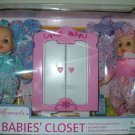 SET of 2- TWIN DOLLS- 10"- MOVING EYE LIDS-CLOSET-EXTRA OUTFITS+PLAY ACCESSORIES