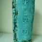 ART STUDIO POTTERY -TEAL- HAND MADE -FREE FORM CARVED- TALL- SIGNED VASE-PRETTY