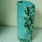 ART STUDIO POTTERY -TEAL- HAND MADE -FREE FORM CARVED- TALL- SIGNED VASE-PRETTY