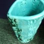 ART STUDIO POTTERY -TEAL- HAND MADE -FREE FORM CARVED- TALL- SIGNED VASE-PRETTY