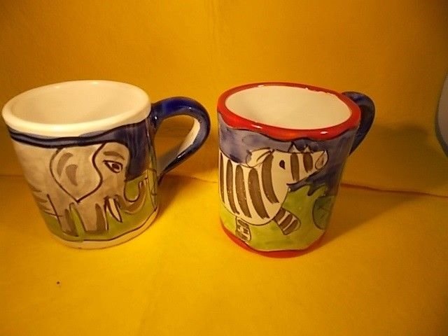 PORCELAIN COFFEE MUGS -STARBUCKS- JUNGLE ANIMALS-SET 2 -MADE IN ITALY ...