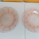2 PLATES-DEPRESSION ERA- 9" PINK GLASS- FLORAL DESIGN