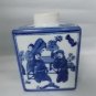 CHINESE VASE-HAND PAINTED-CHINESE PALACE LIFE SCENES-BLUE & WHITE-VINTAGE